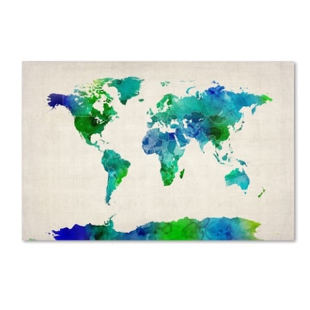 Michael Tompsett 'World Map Watercolor' Canvas Art,12x19